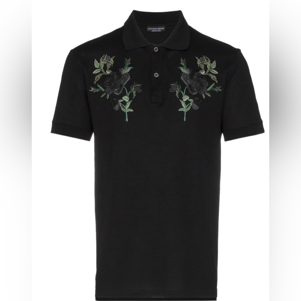 Alexander McQueen polo with floral embroidery